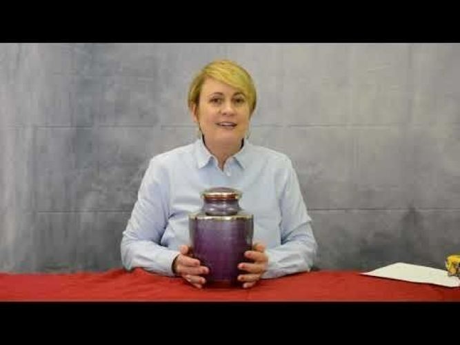 Large/Adult 220 Cubic Inch Purple Plain Brass Funeral Cremation Urn for Ashes