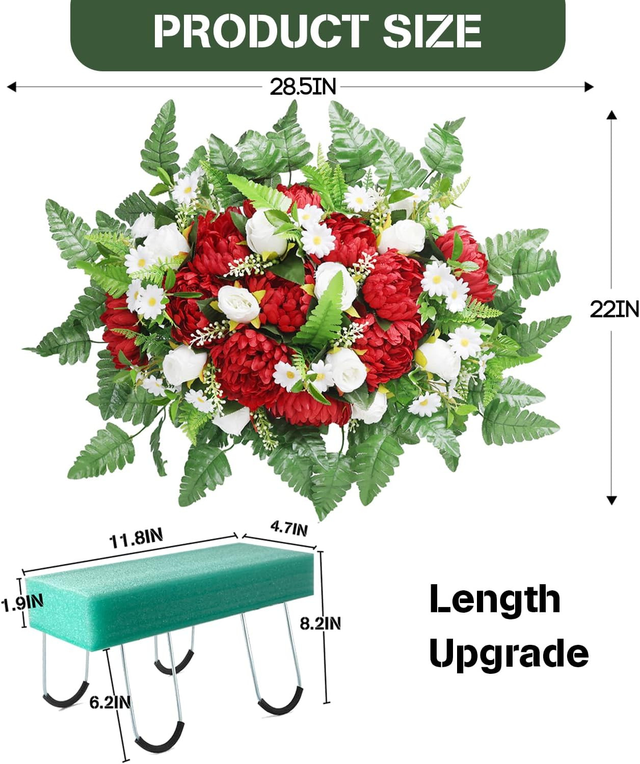 Artificial Cemetery Flowers – Red Roses & Chrysanthemums for Grave Saddle