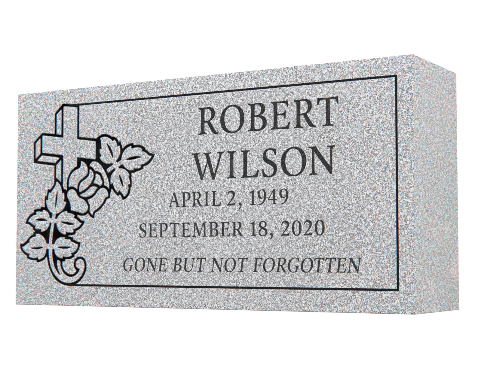 Gray Granite Grave Marker 16″x8″x4″ – Personalized Flat Headstone