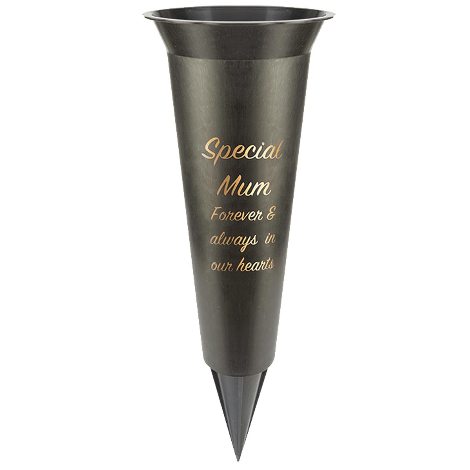 Black Graveside Memorial Flower Spiked Vase with Wavy Edge – Special Mum