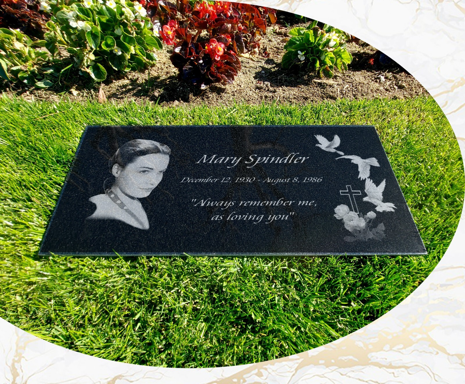 Memorial Headstone 24x12x3/4 inches Human Grave Marker Tombstone Black Granite