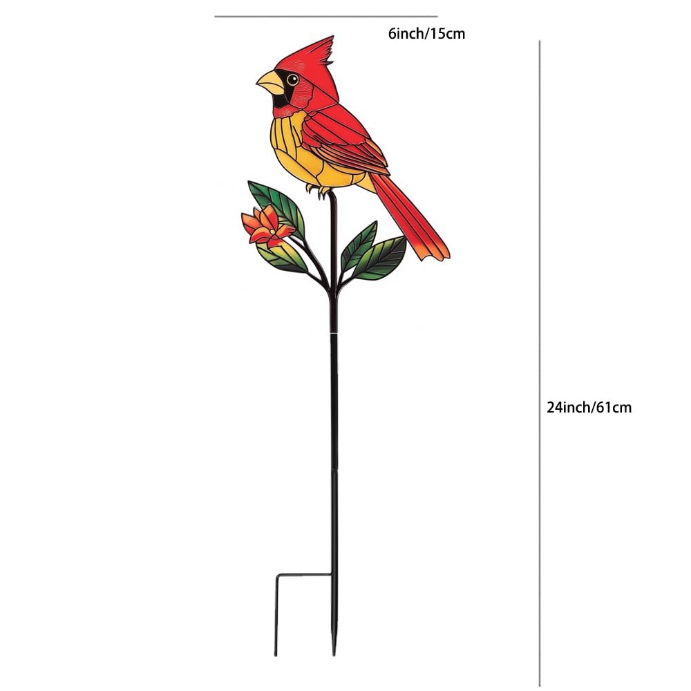Red Cardinal Garden Stake Metal Bird Decoration for Yard and Flower Bed
