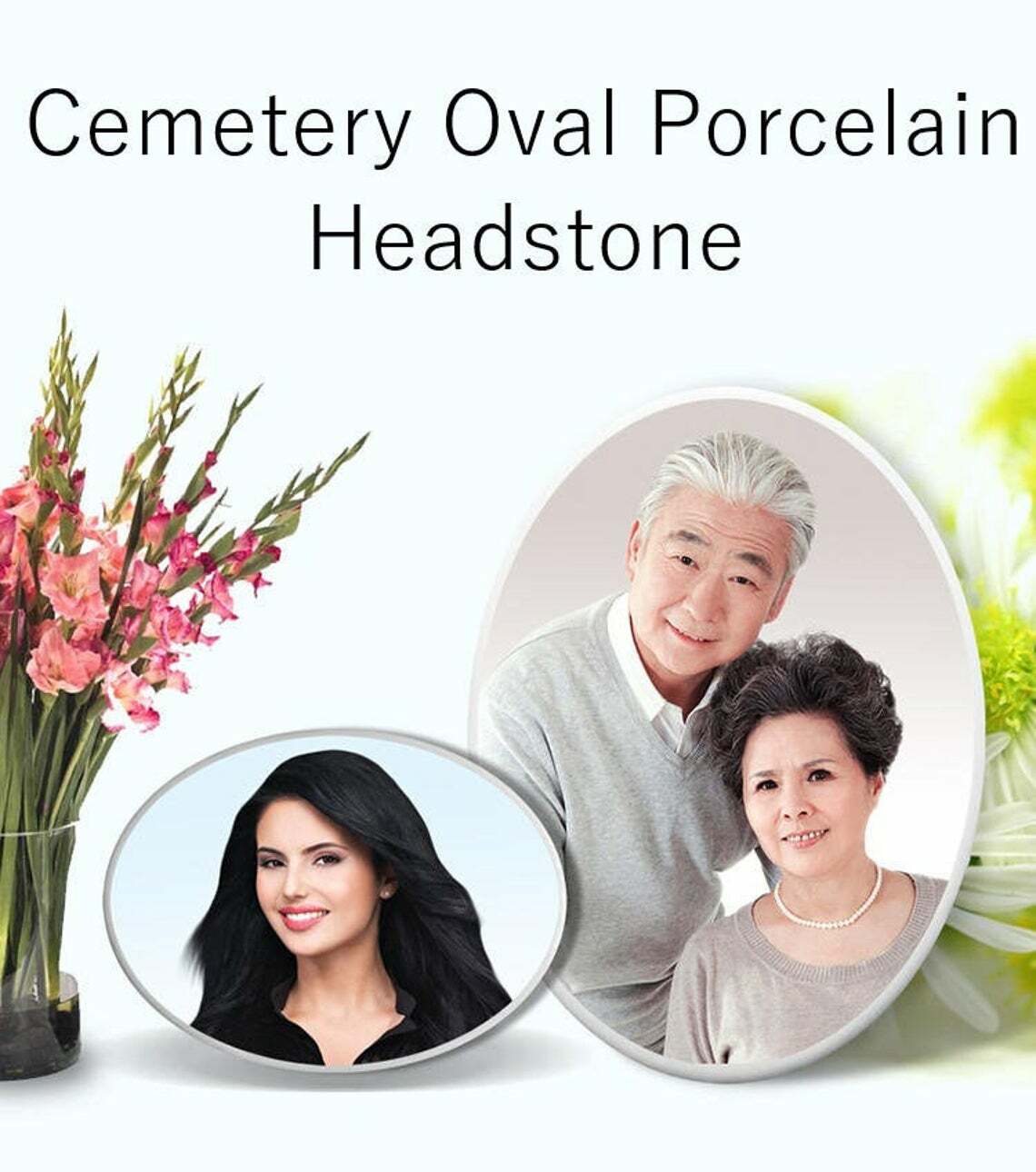 Cemetery Oval Headstone Photo for Picture Memorial Grave Marker Plaque Tombstone