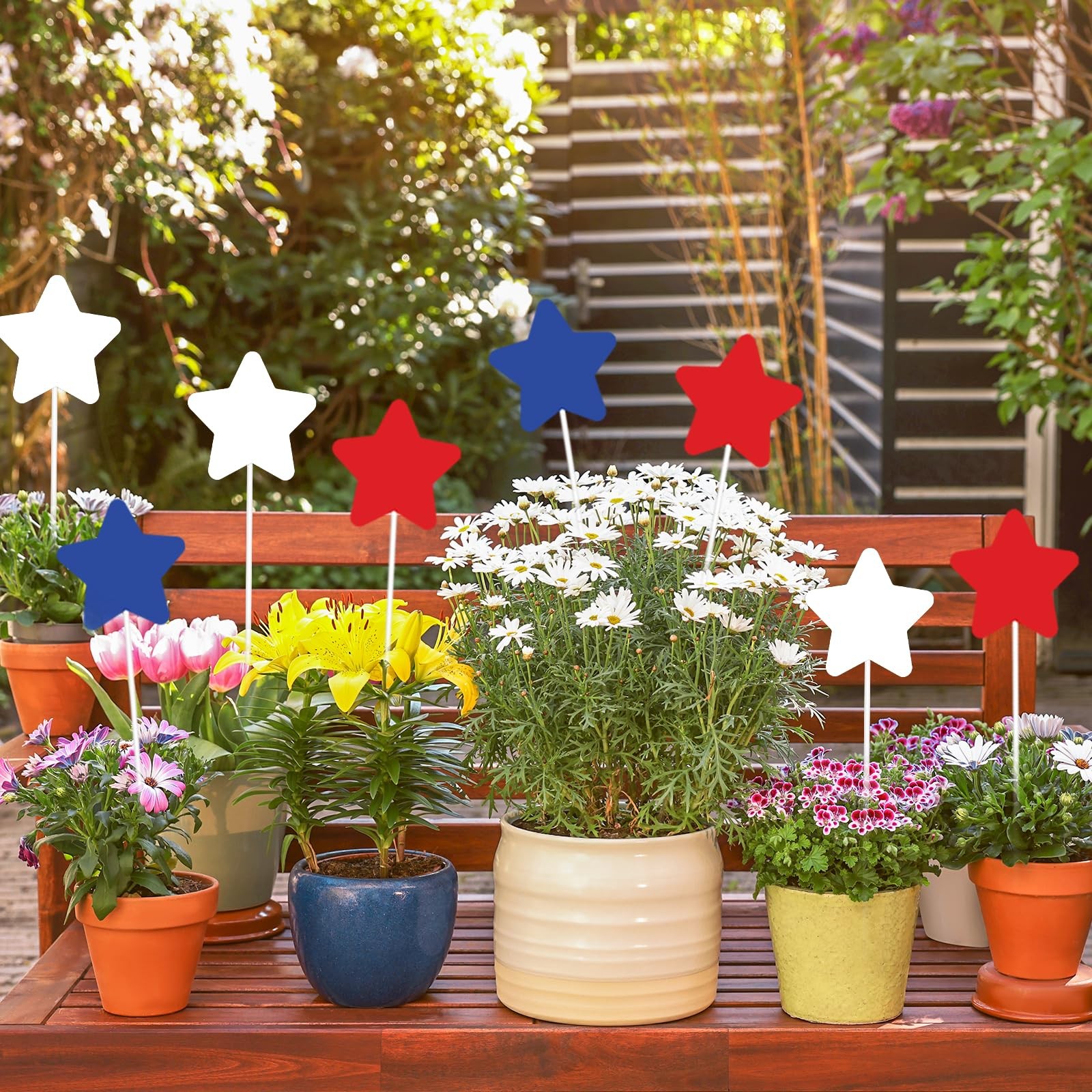 9Pcs 11″ 4th of July Outdoor Decor Patriotic Metal Yard Sign Star Decorative …