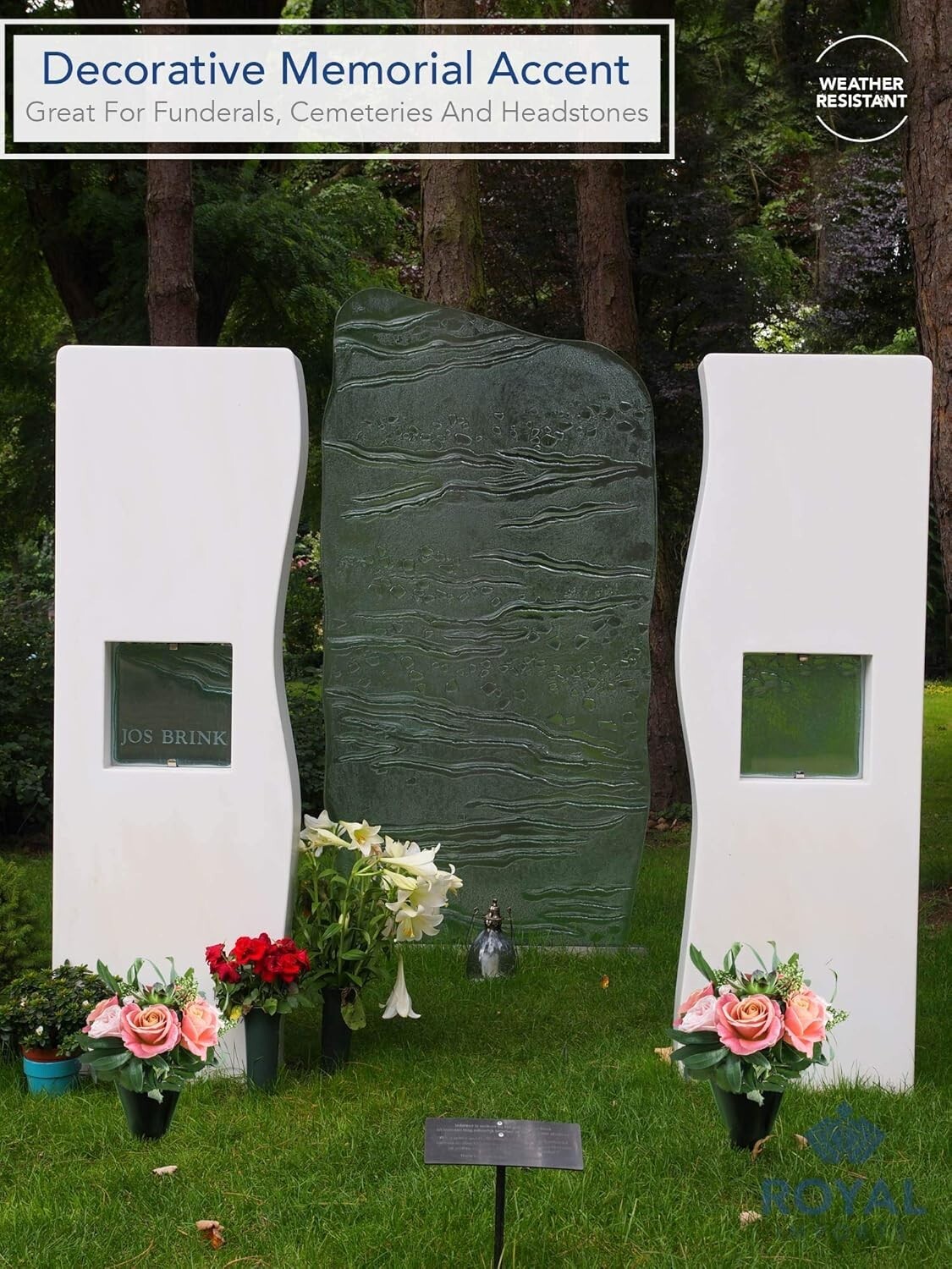 Durable Outdoor Memorial Markers – Green Cemetery Cone Vases for Floral Displays