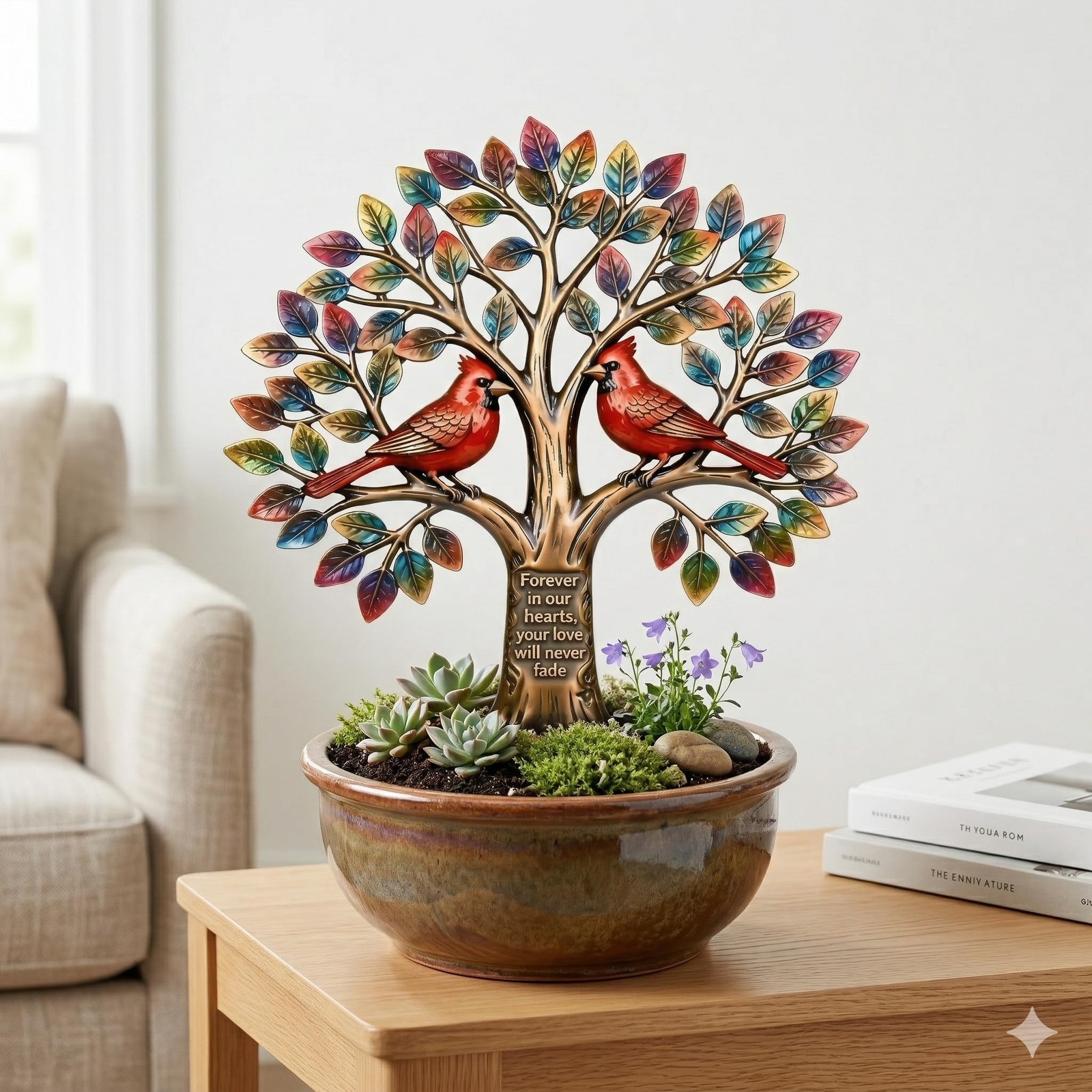 Metal Grave Decorations for Cemetery, Cardinal Tree of Life Tombstone Memoria…