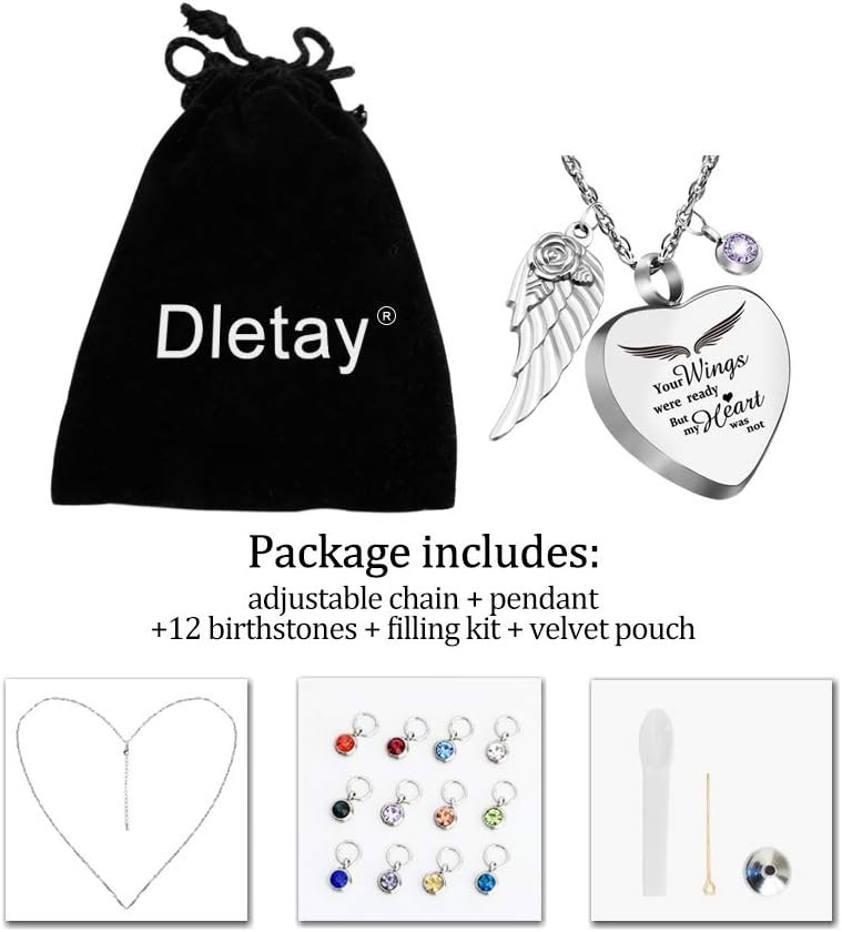 Elegant Heart-Shaped Urn Necklace for Ashes – Personalize with 12 Birthstones