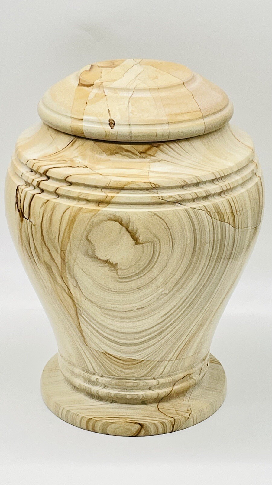 Pedestal Carved Marble Urn~Adult Funeral Cremation Teak Veining Urn 12.14 Pounds