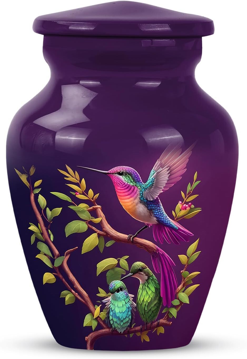 Purple Humming Bird Urns for Human Ashes Adult Male & Female – Small Keepsake Ur