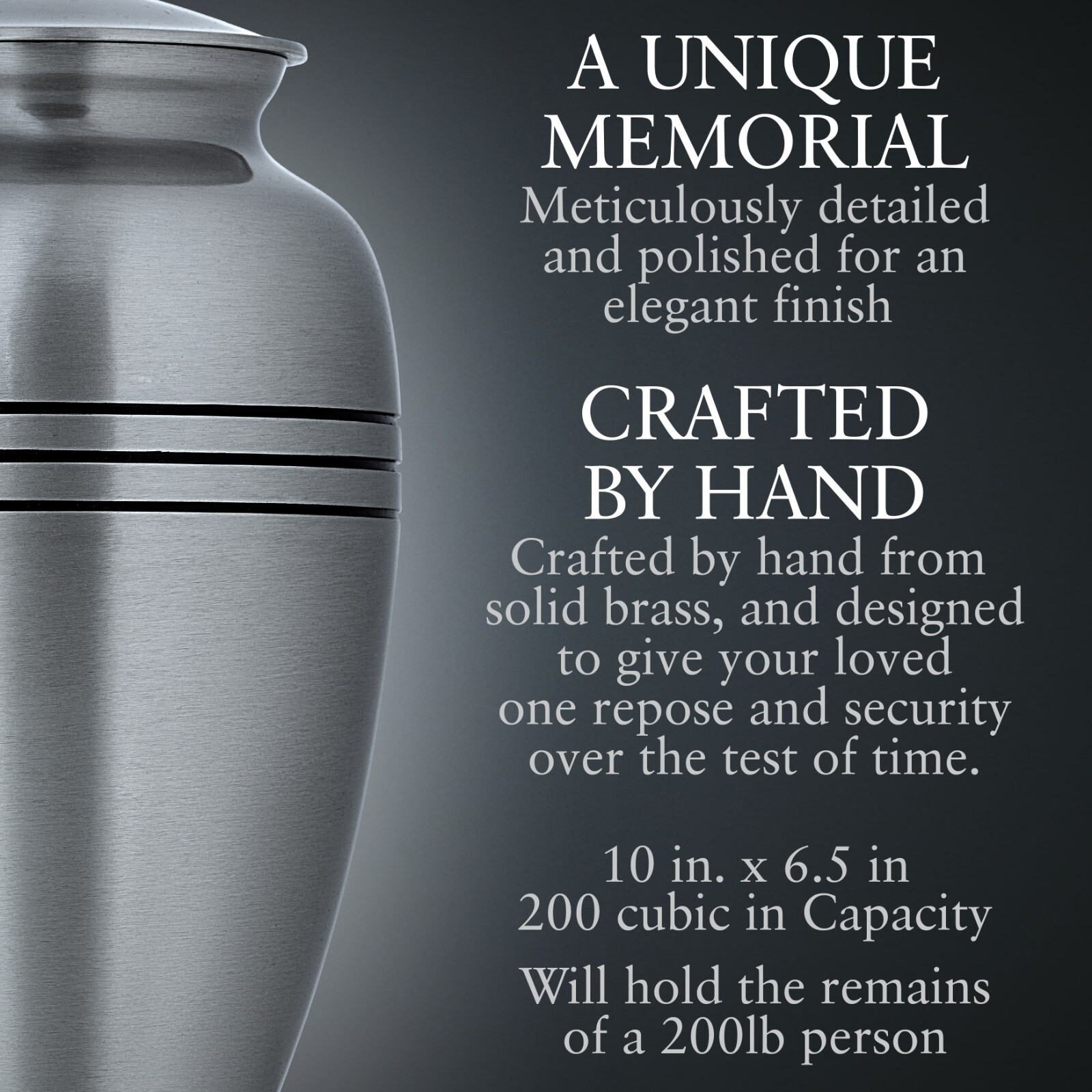 CLASSIC URNS & MEMORIALS Silver Urn with Black Stripe – With Case