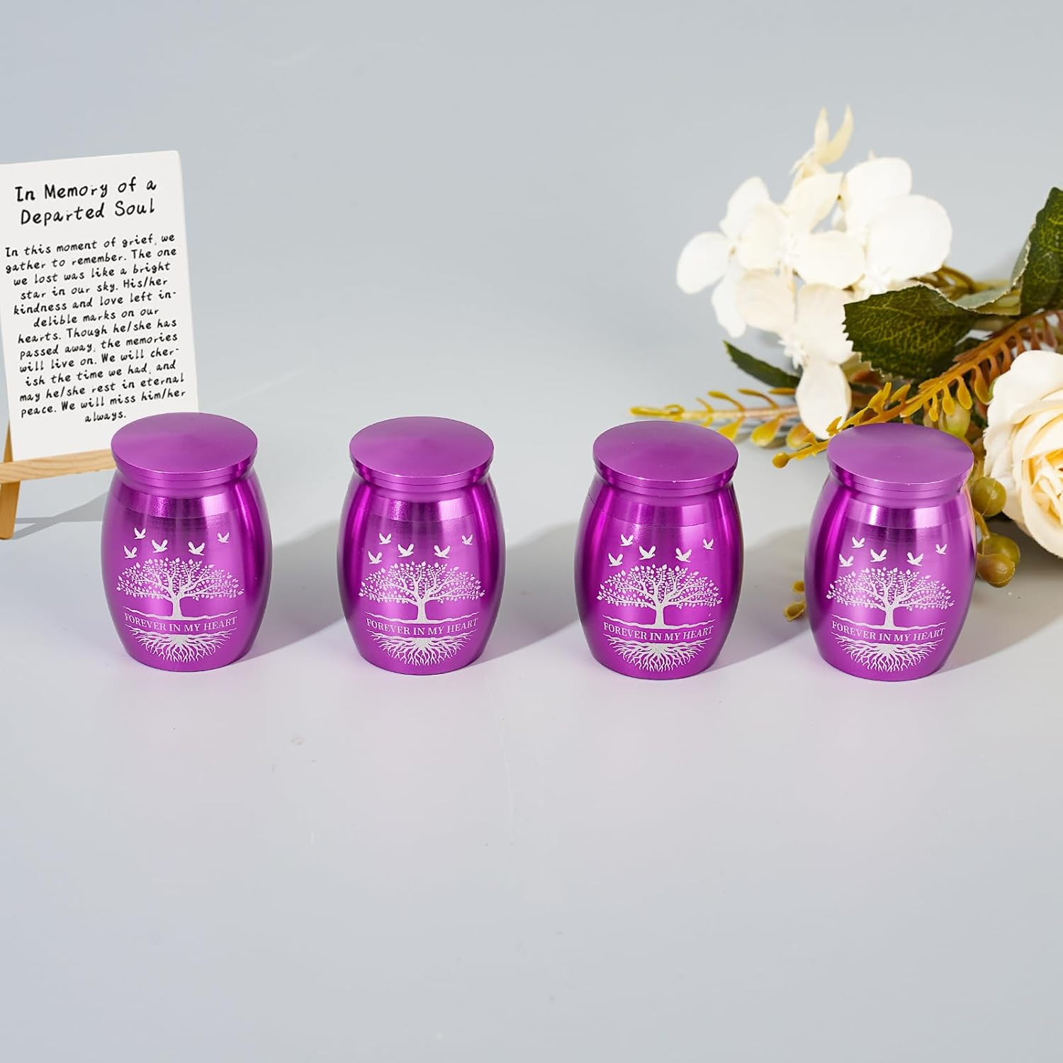 Mini Urns for Ashes Keepsake Set of 4, Small Cremation Keepsake Urns for Human/P