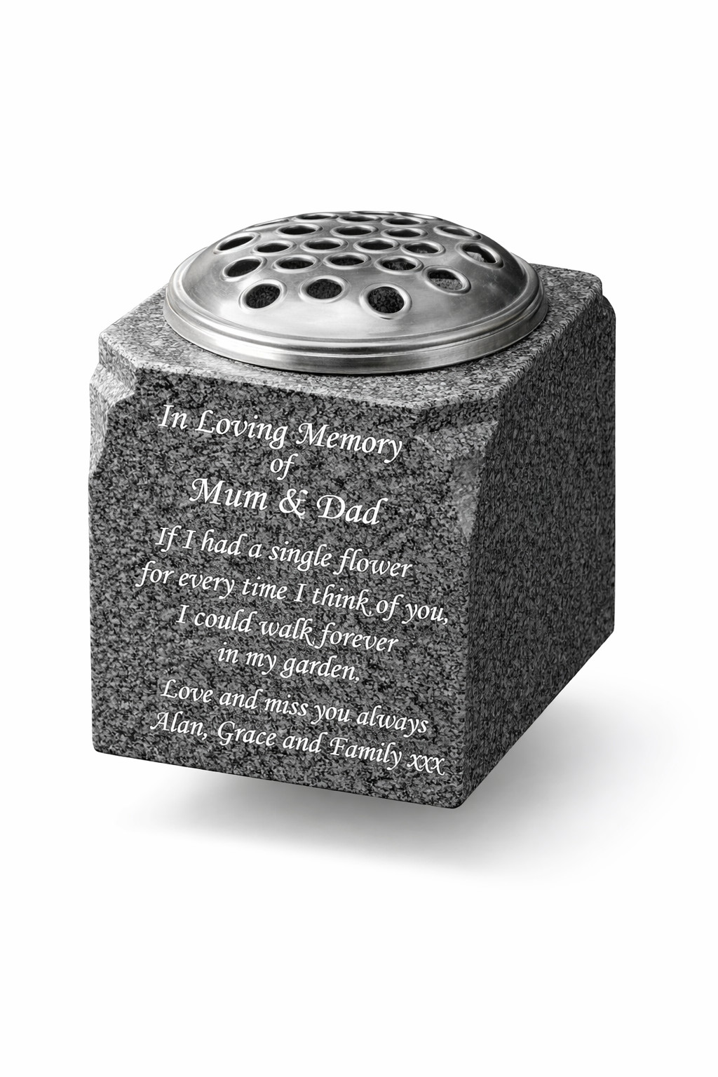 Personalised Granite Memorial Vase Grave Pot Flower Holder Cemetery Grave Vase