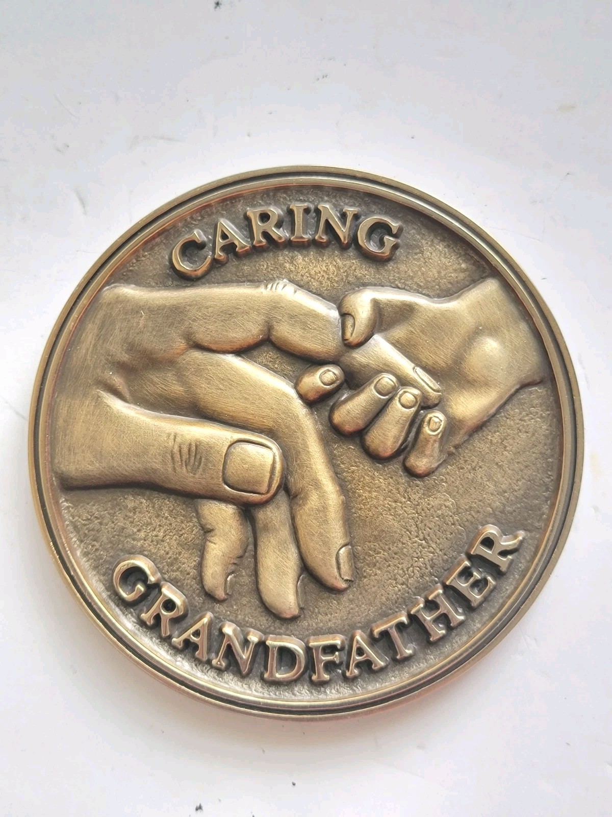 Funeral Casket Magnetic Brass Medallion “Caring Grandmother” Batesville 4”