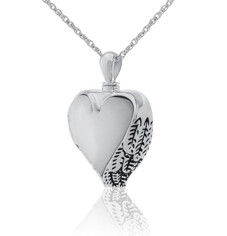 Small/Keepsake Mother of Pearl Heart Pendant Funeral Cremation Urn for Ashes