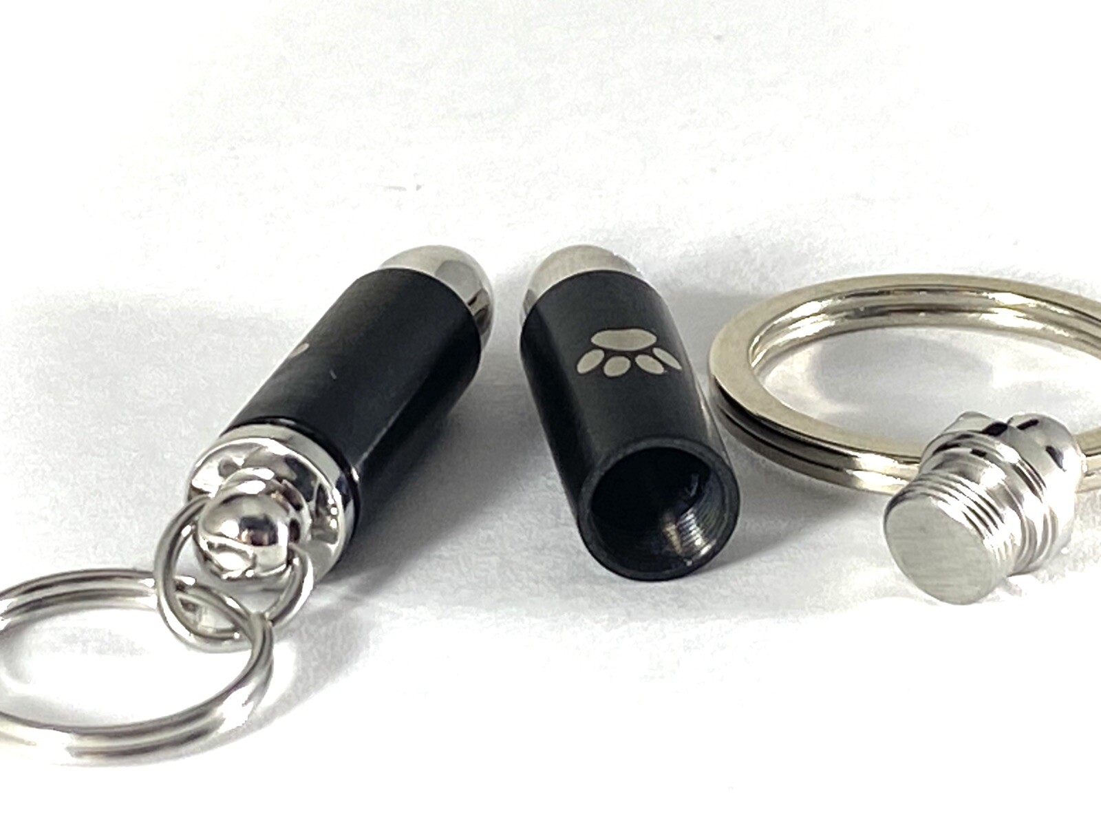 Keyring Urn 1″ Key Chain Mens SMALL BULLET Cremation Pendant Pet Dog Cat Paw Man
