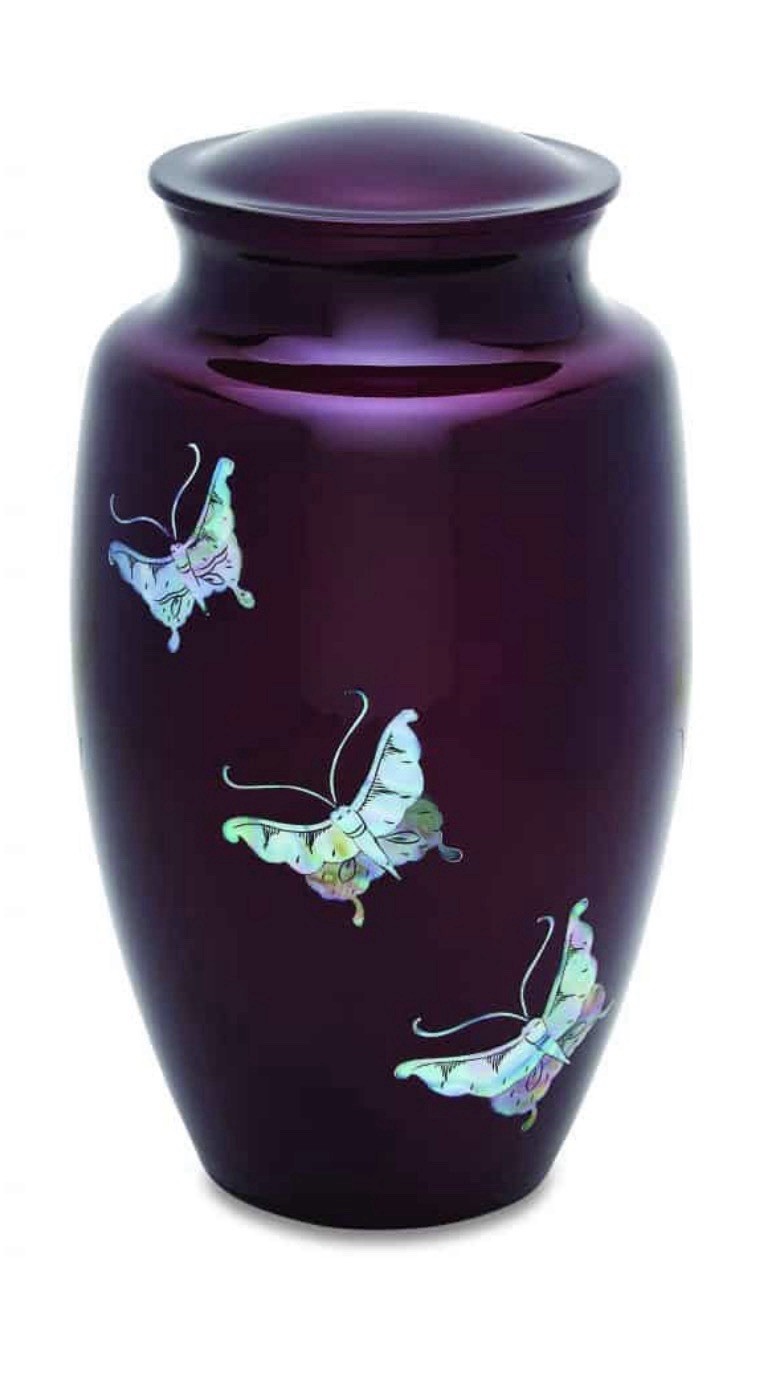 Item #9998-10 Butterfly Tranquility Mother of Pearl Urn