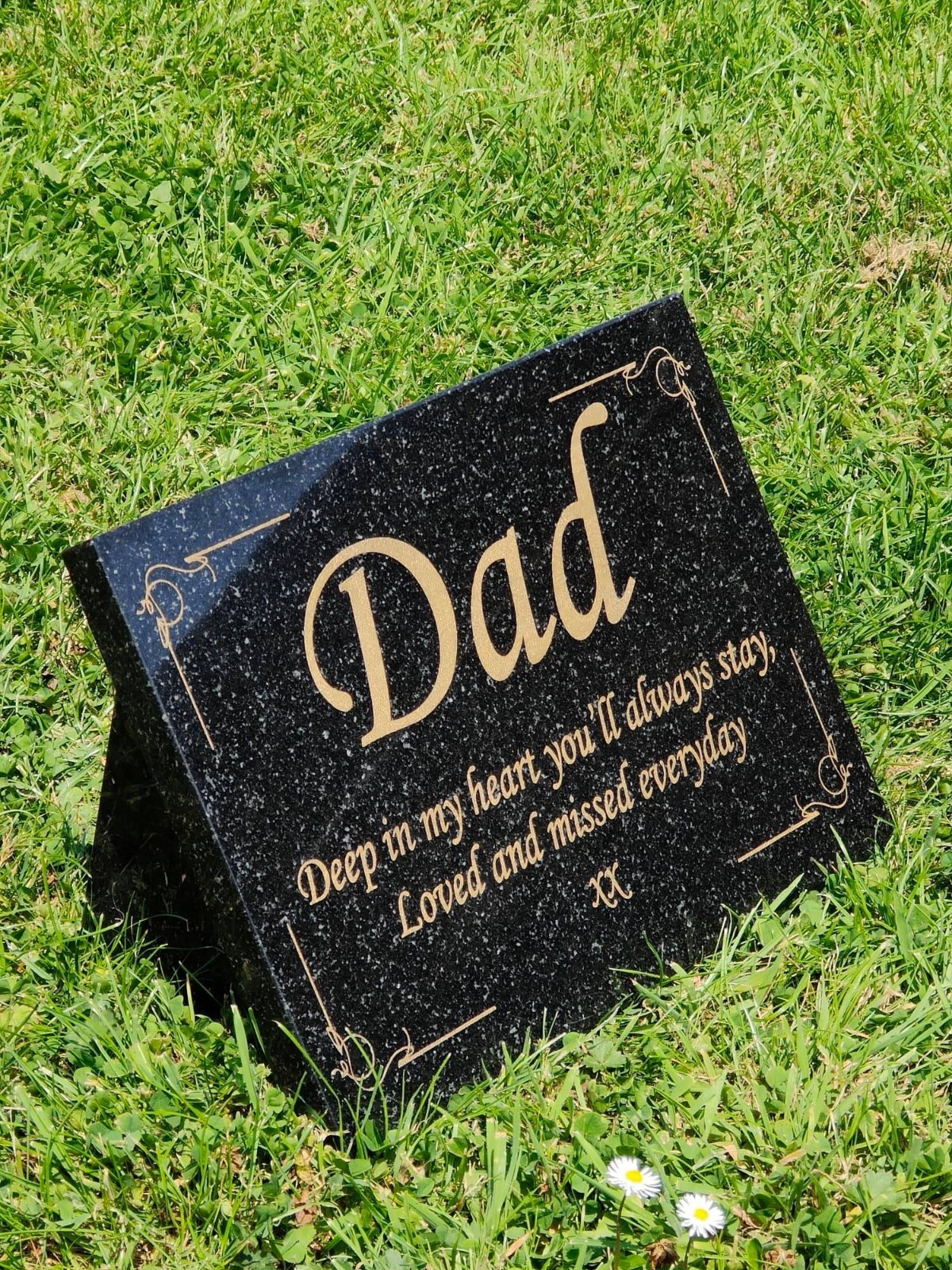 Engraved Granite Memorial Plaque Personalised Grave Plaque Slanted Gravestone