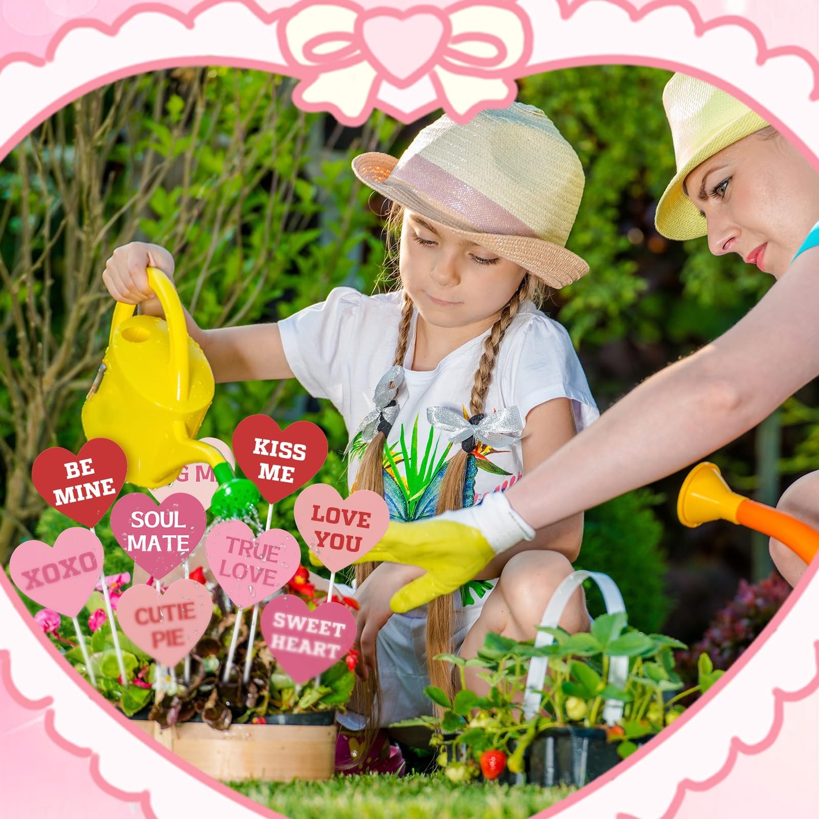 9 Pcs Valentine’s Day Yard Decorations Outdoor Conversation Metal Hearts Stak…