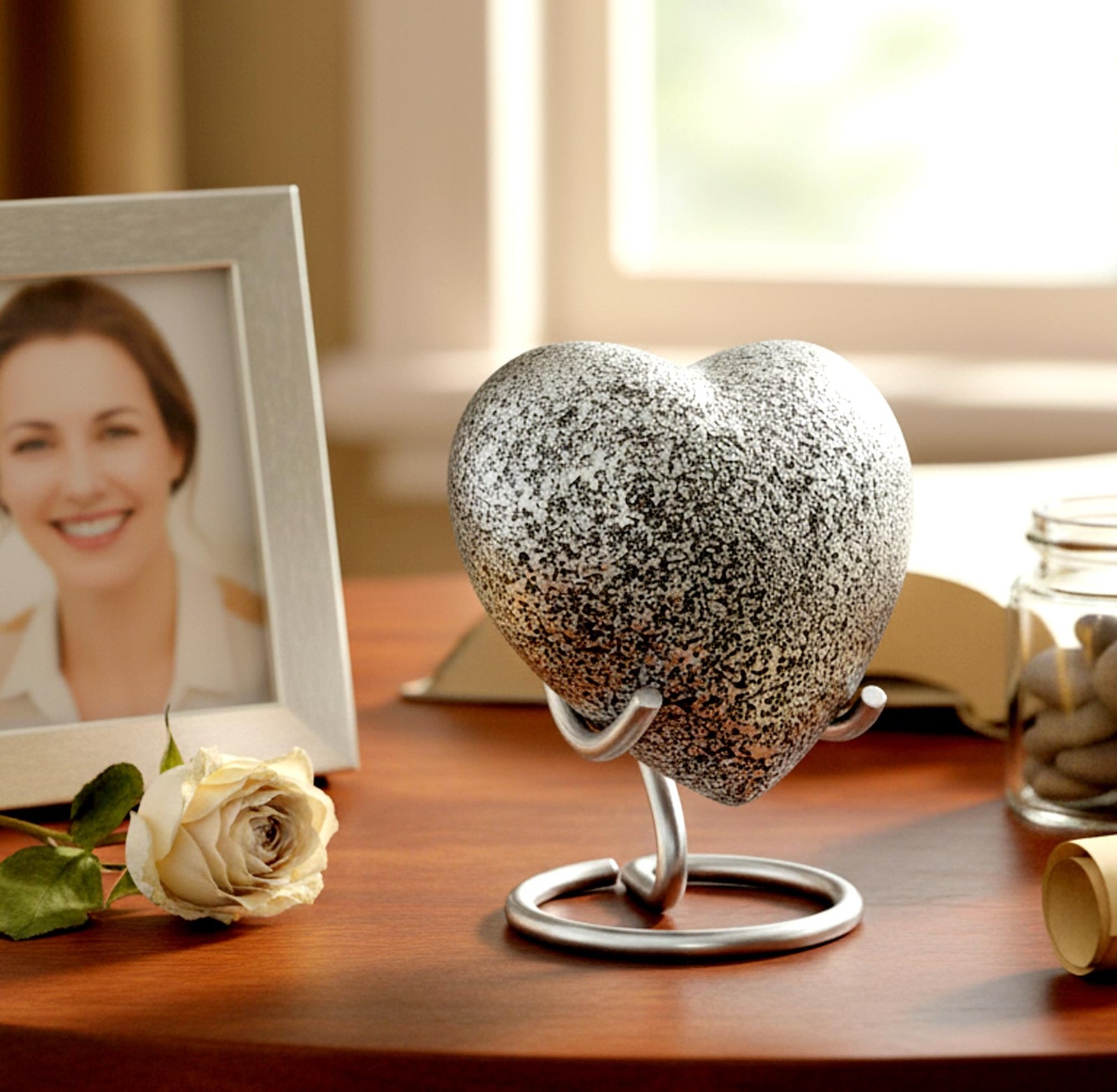 Heart Shape Cremation Urn 14 Cubic Inches 2.25″ H X 2.75″ W Silver – Memorial