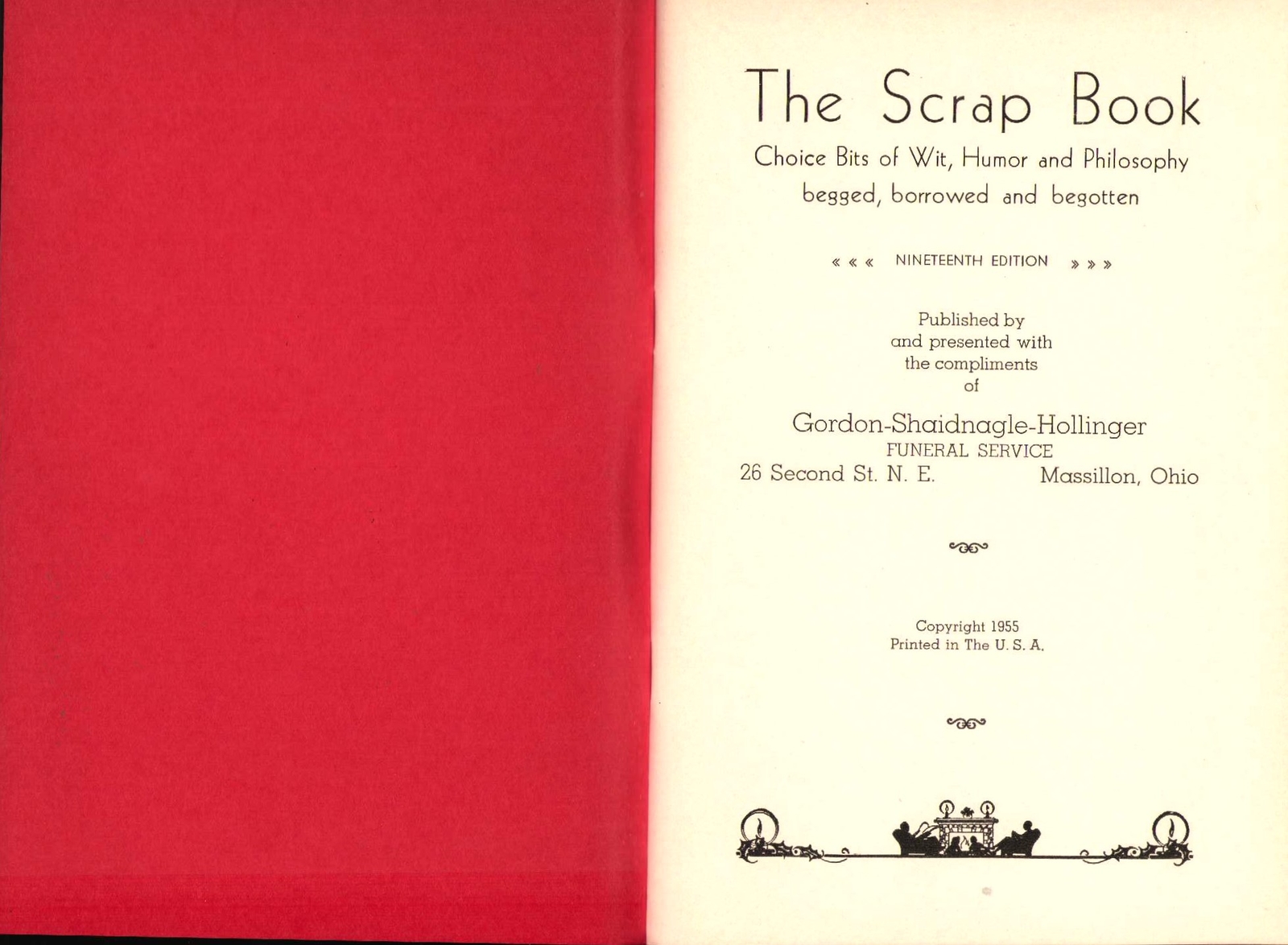 1955 The Scrap Book Wit Humor Promotional Booklet Hollinger Funeral Hm Massillon