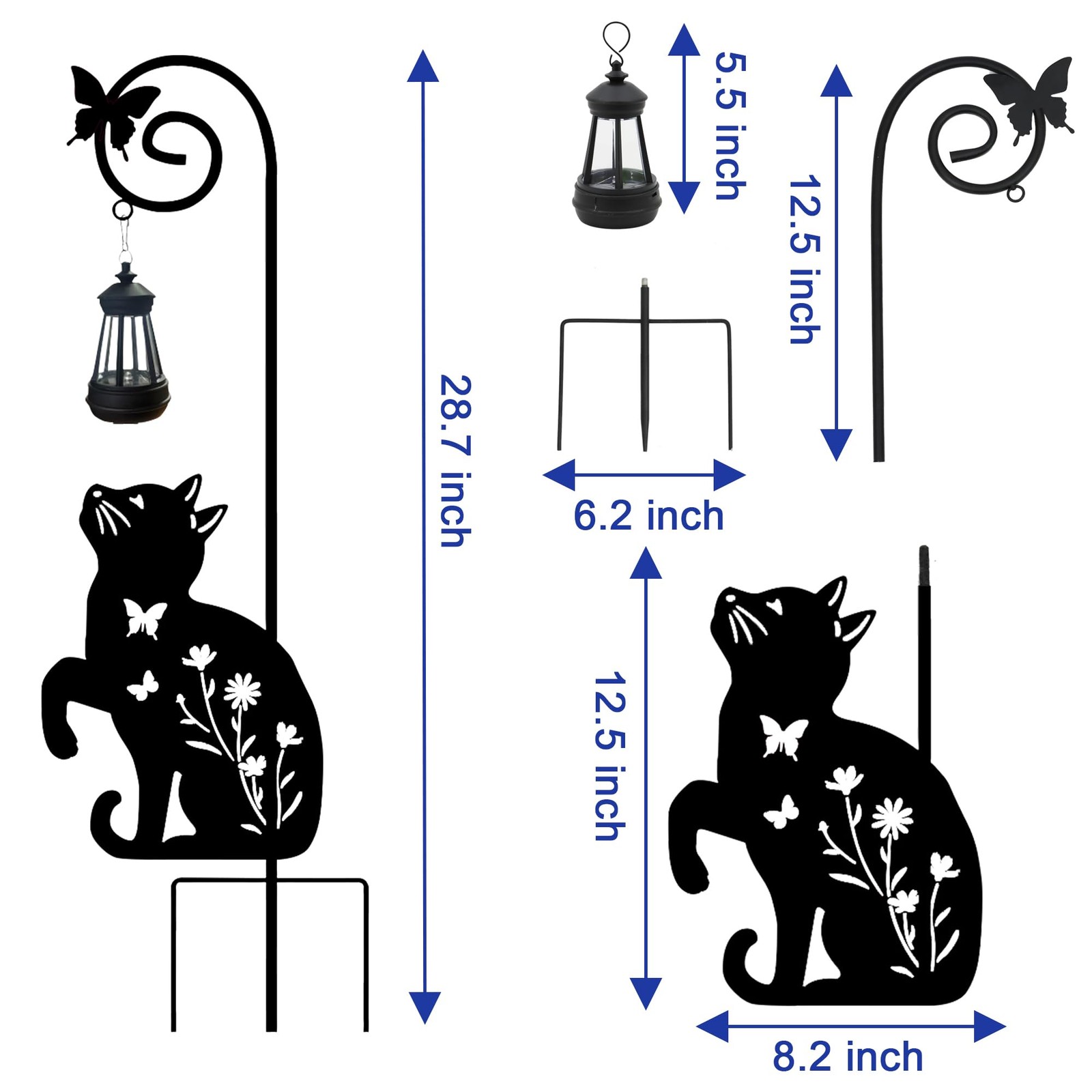 Solar Cat Lantern Stakes Outdoor Decorative Lights for Garden, Patio, Pathway