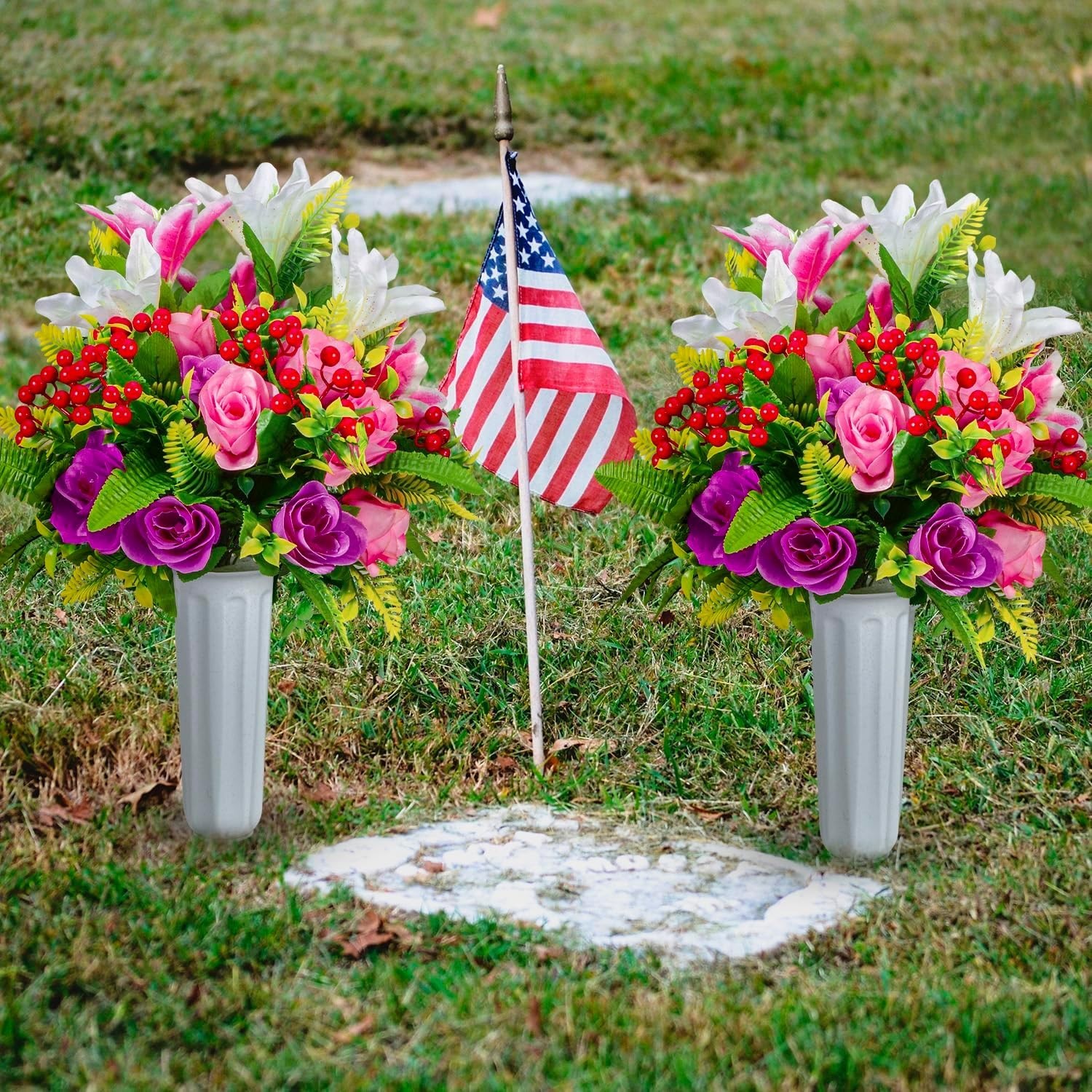 Memorial Grave Flowers for Cemetery Decoration