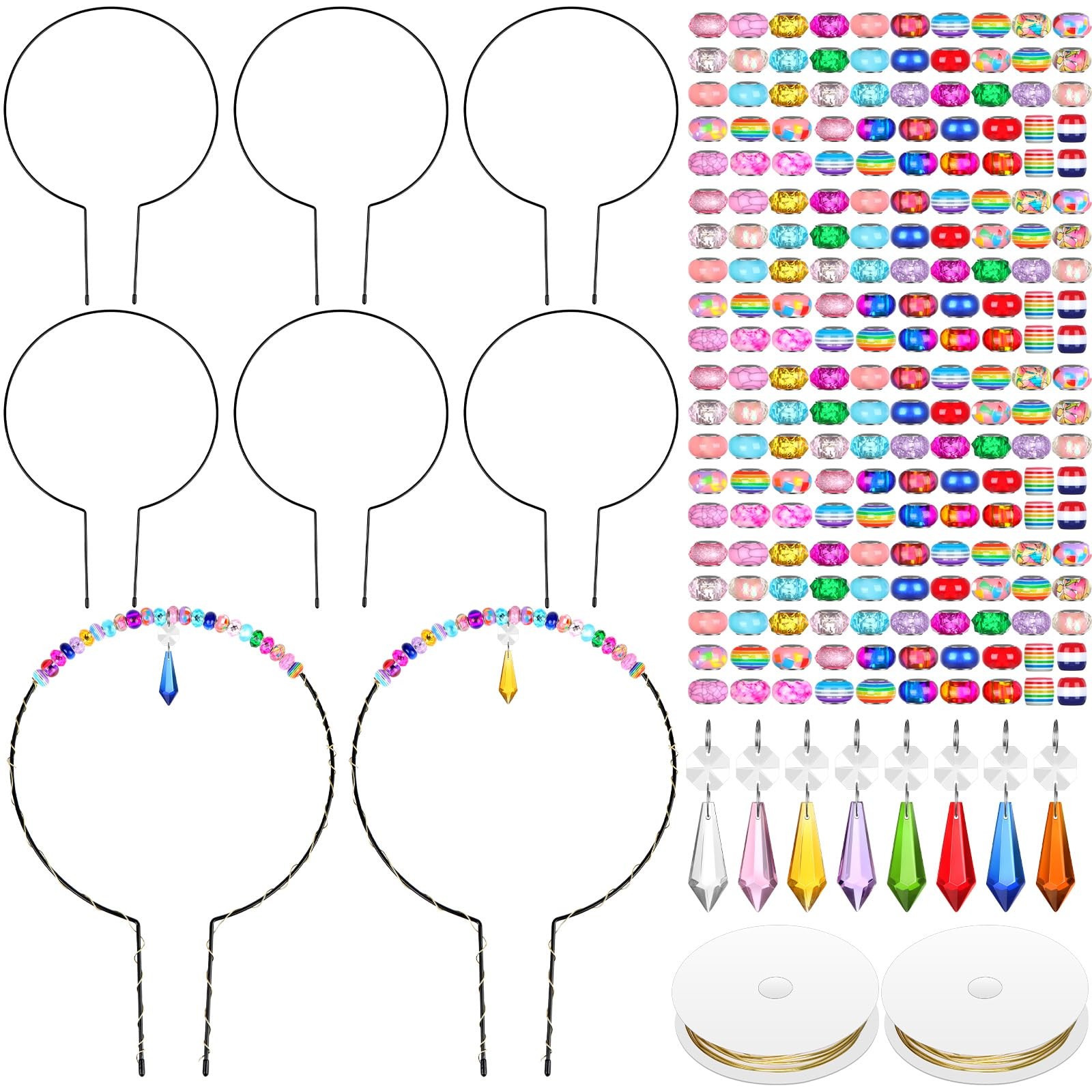 218PCS Beaded Garden Stakes Kit Fairy Garden Stakes DIY Fairy Wand Garden Sta…
