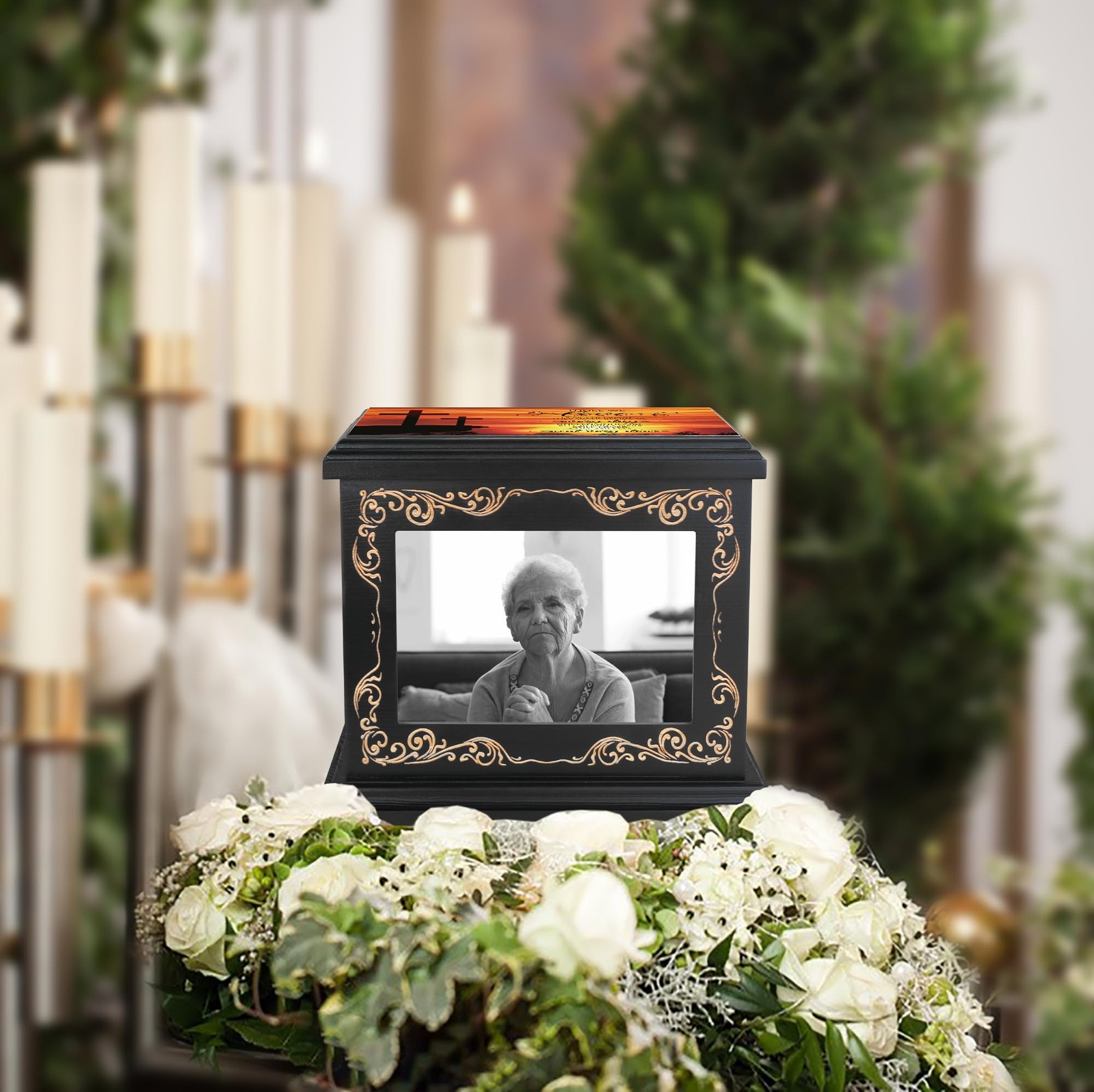 Cremation Urns for Human Ashes Adult Male or 9”(L) x 6.9”(W) x 7.5”(H), Black