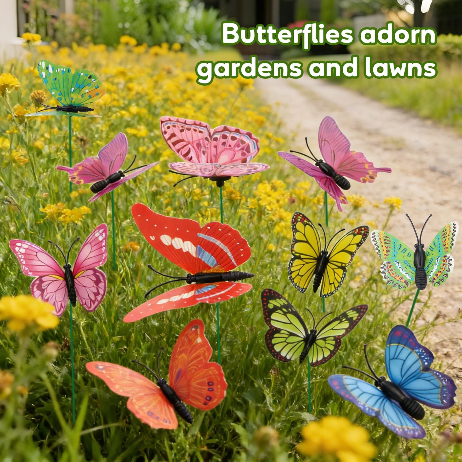 60Pcs Butterfly Garden Decorations, Assored 2 Size PVC Butterfly Decorative Gard