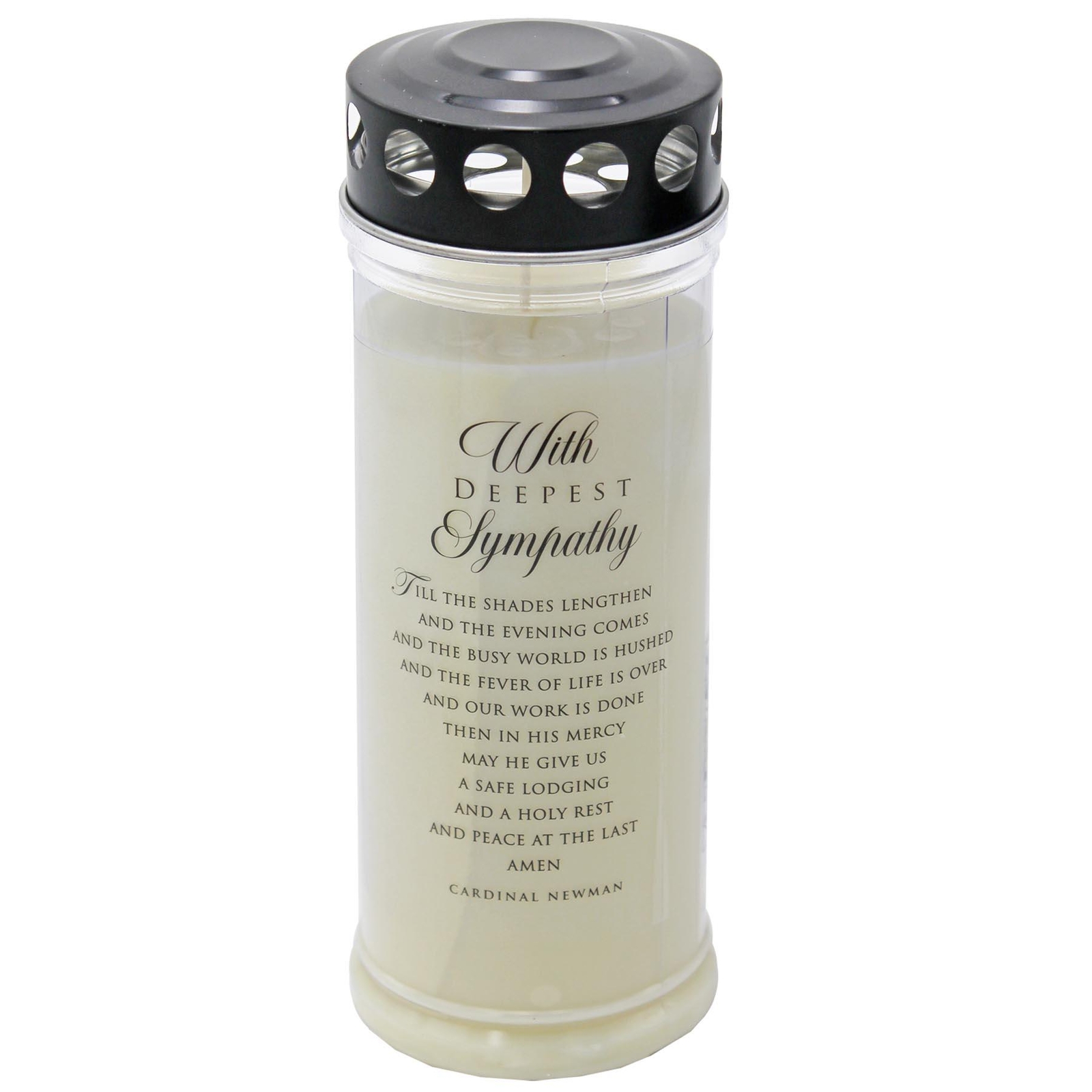Memorial Pillar Candle With Windproof Cap With Sympathy Cross 7 Days