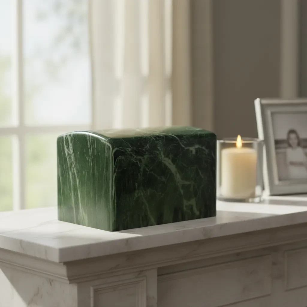 Large/Adult 270 Cubic Inches Green Cultured Marble Cremation Urn for Ashes