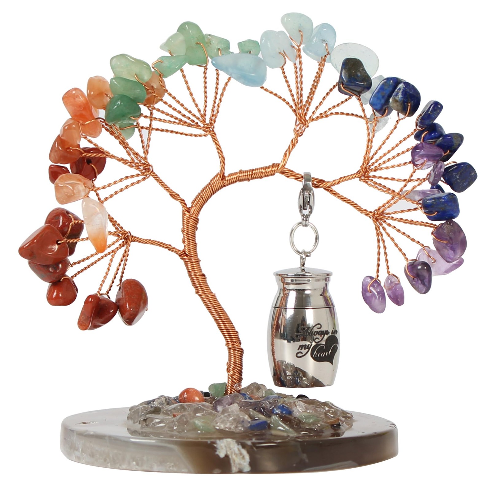 Small Urn for Human Ashes 1.6″ x 2.8″ Stainless Steel with Crystal Tree