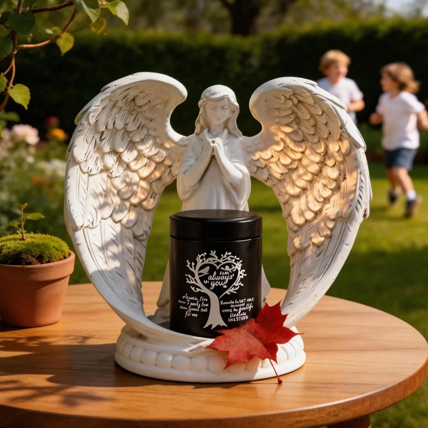 Small Keepsake Urns for Ashes – Small Keepsake Urn with Angel Wings, Pet & Human