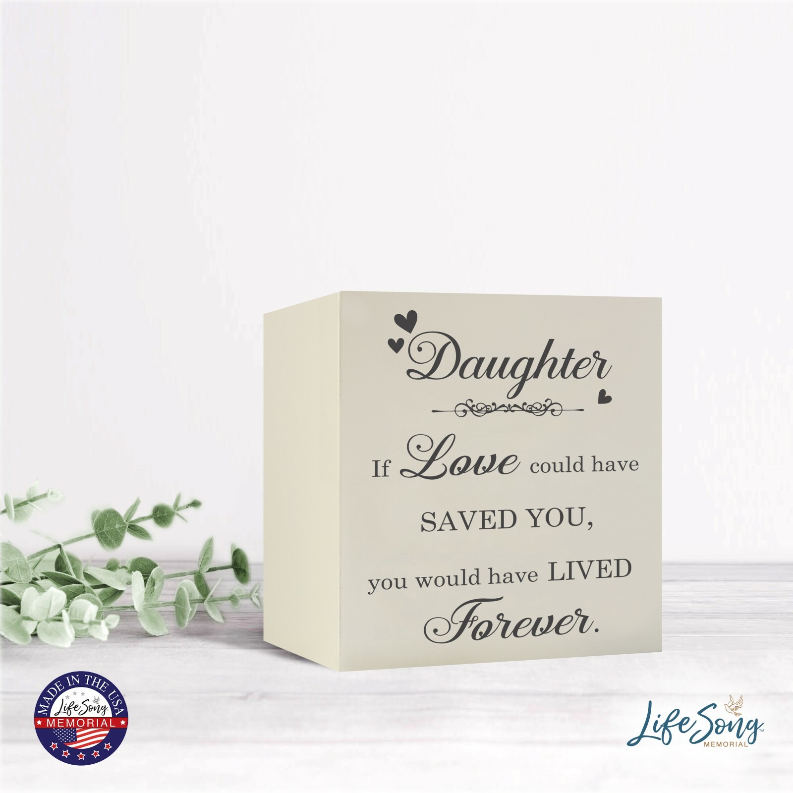 Wooden Memorial 6in Shadow Box and Urn for Human Ashes – Daughter If Love Could