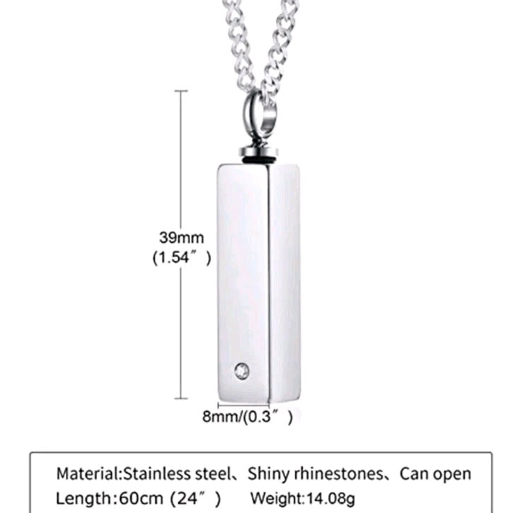 Urn Necklace Ashes Men Women Cremation Jewelry for Ashes Stainless Steel Gem