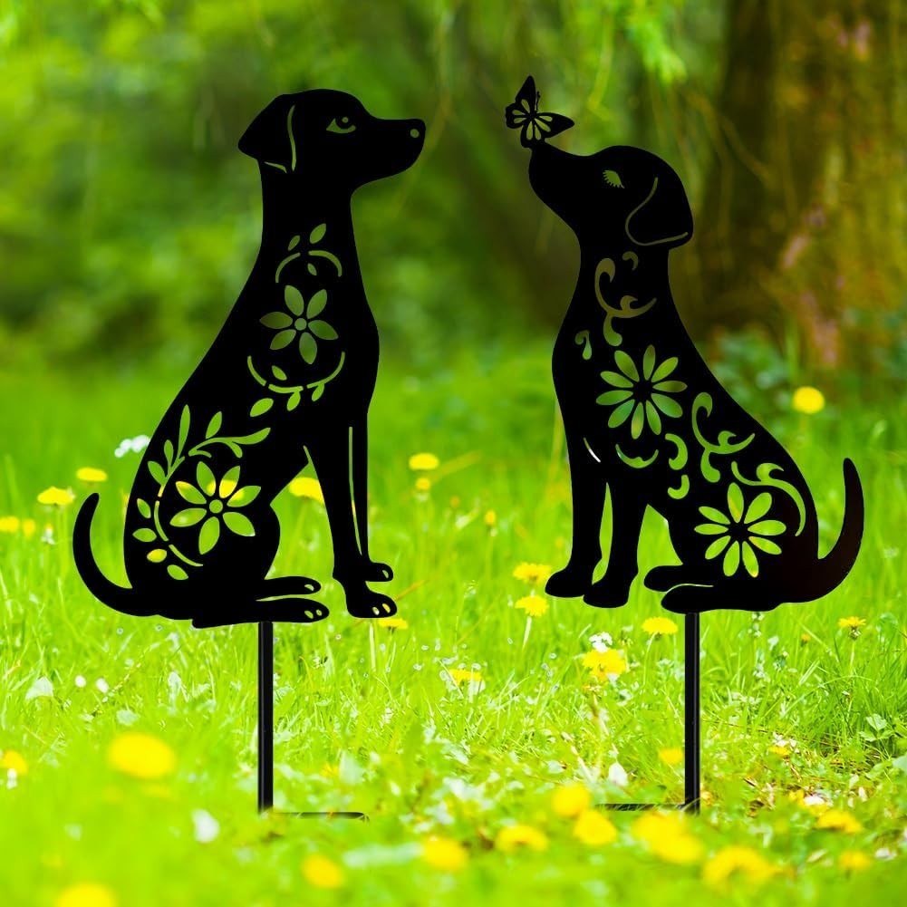 Dachshund Garden Stakes Unique Dog Lover Gifts, Outdoor Yard Art 2 Pack