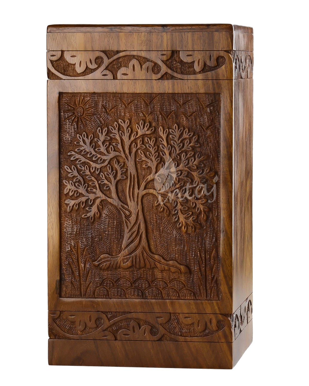 Cremation Urns for Ashes – Wooden Tree of Life Urn Box for Adults & Pets