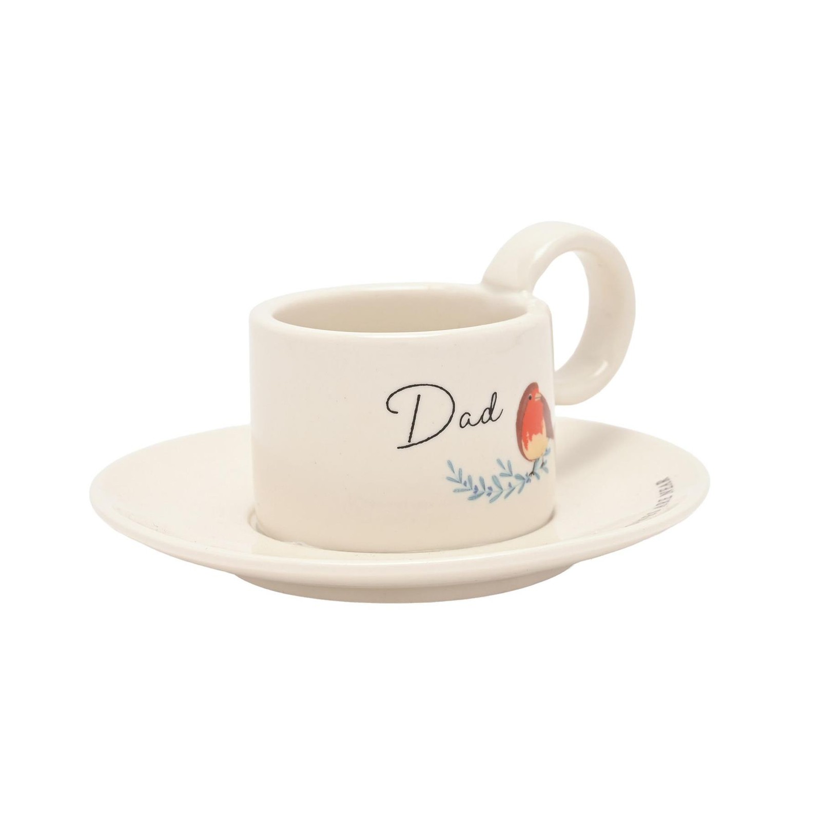Memorial Tea Light Candle Holder Cup and Saucer Style with Robin Design – Dad