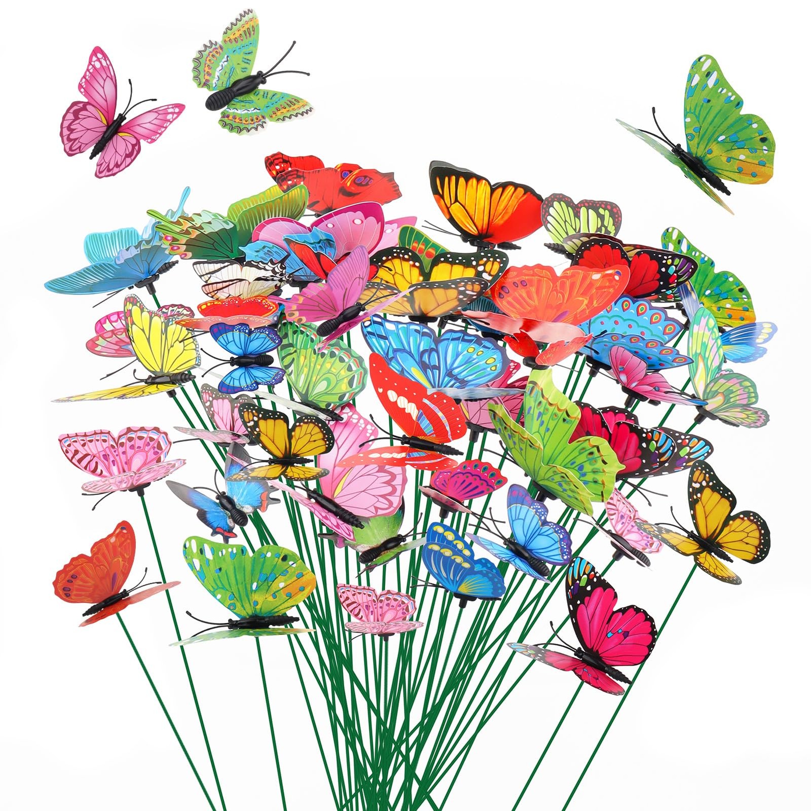 60Pcs Butterfly Garden Decorations, Assored 2 Size PVC Butterfly Decorative Gard