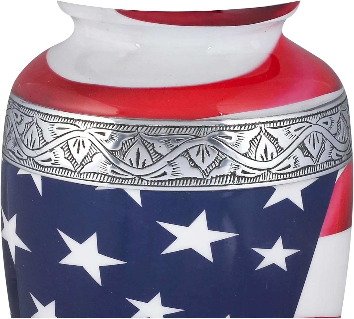 American Flag Hand Engraved Cremation Urn for Adult Human Ashes, Veterans, First