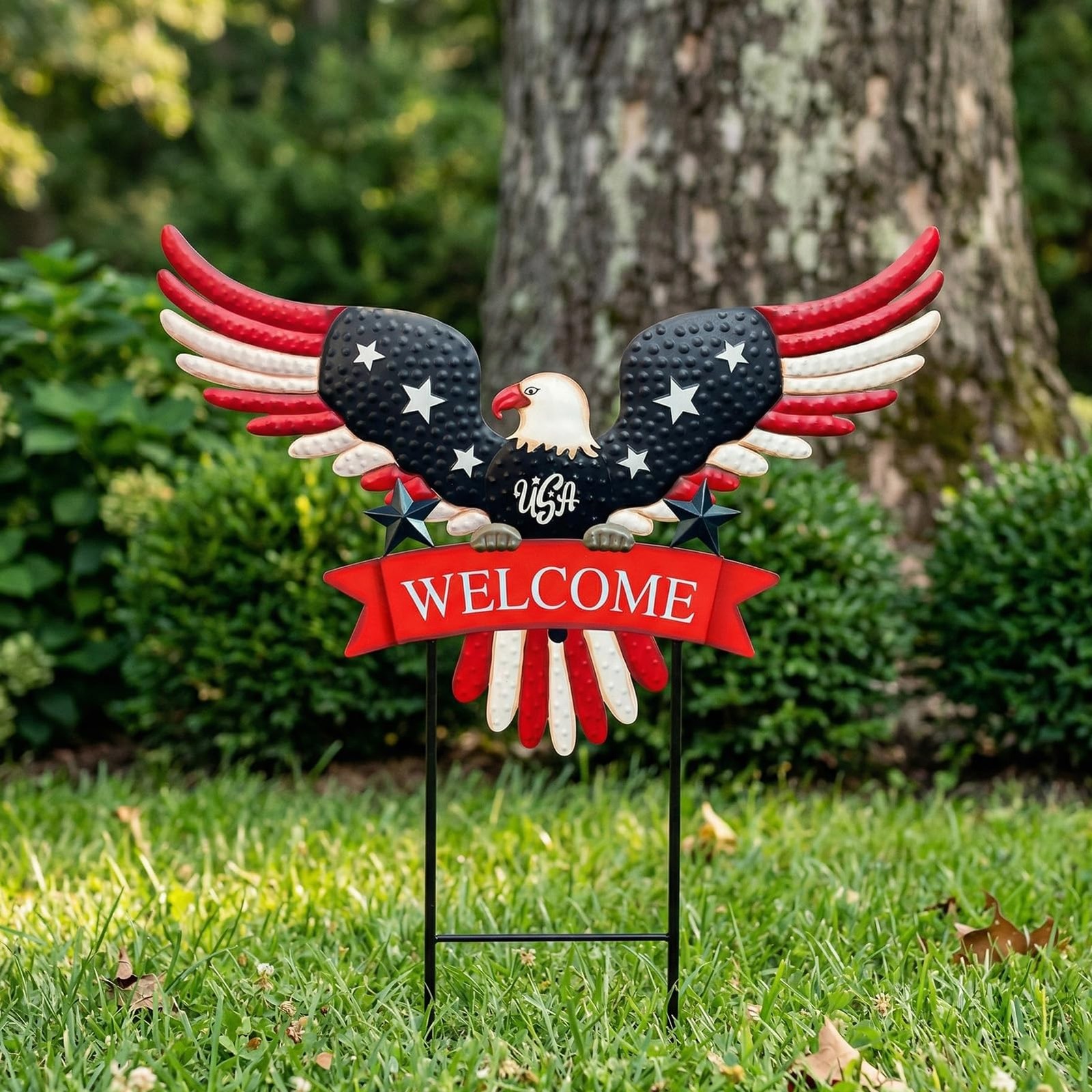 Patriotic 37″ Eagle Garden Stakes for 4th of July & Memorial Day Decor