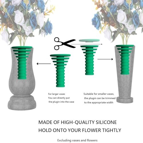 Wind Resistant Cemetery Vase Insert – Fixed Rubber Flower Holder, Green Decorati