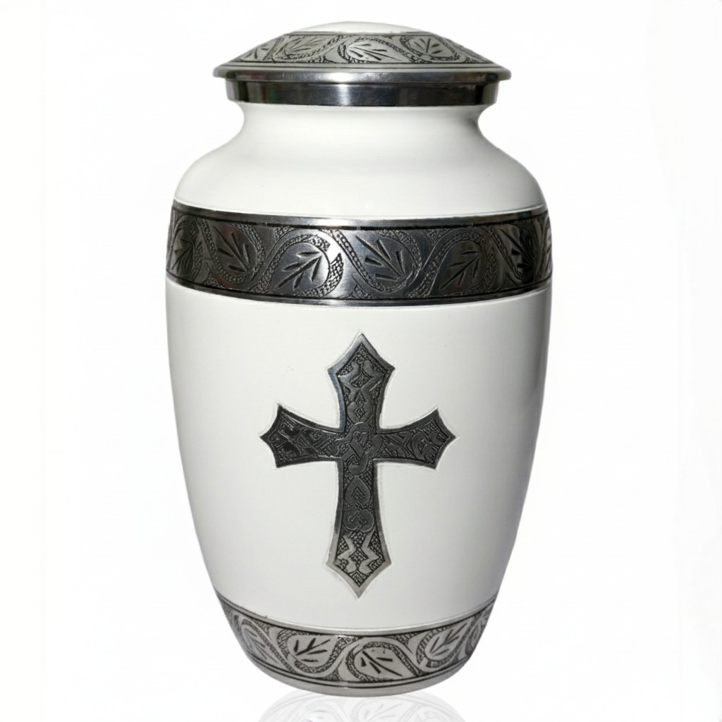 Large Cremation Urn for Human Ashes Handcrafted Funeral Memorial Cross Urn