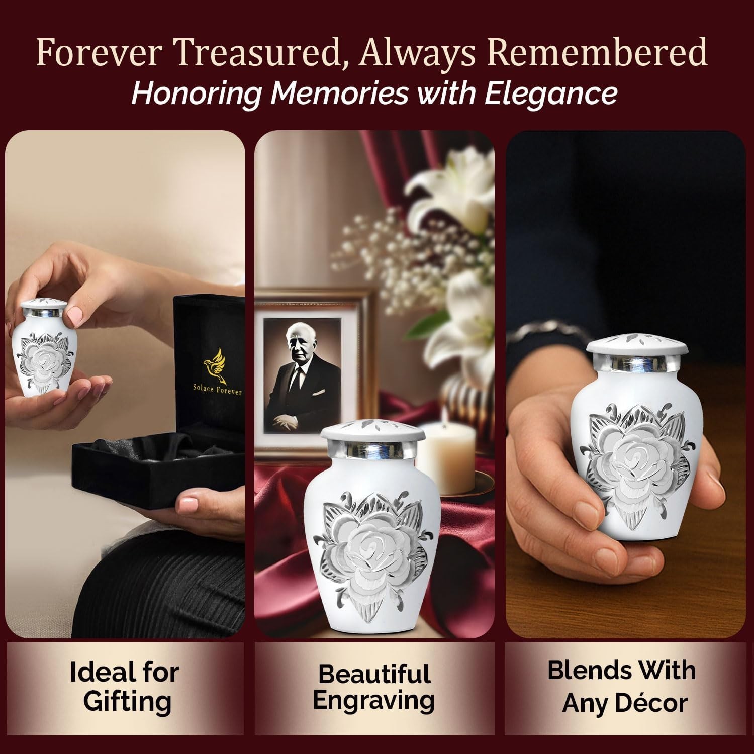 Rose Cremation Urn for Ashes for Women & Men – Handcrafted Rose Urns for Huma…