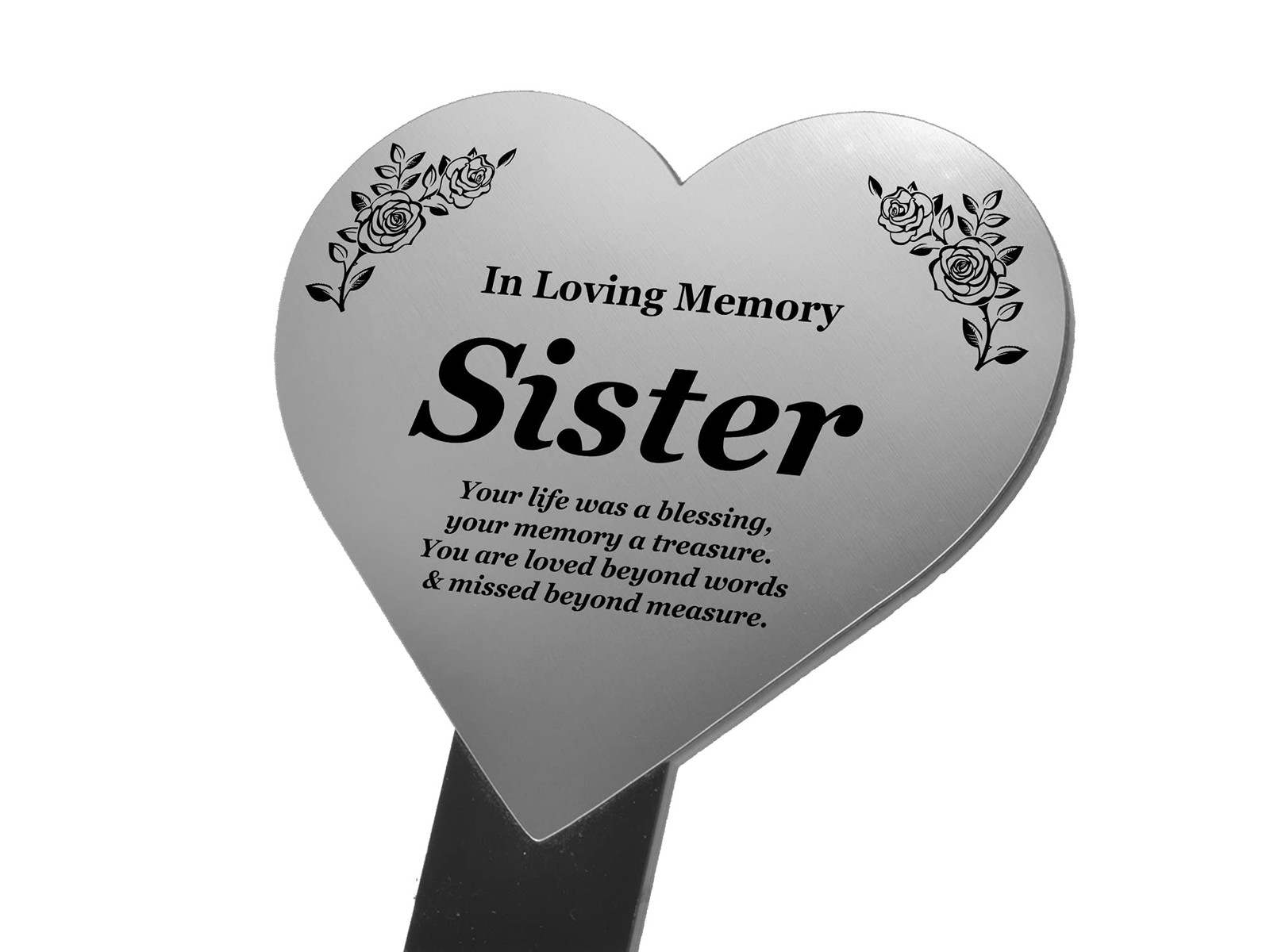 Sister Memorial Stake for Cemetery ¦ Remembrance Heart Plaque Stake for Siste…