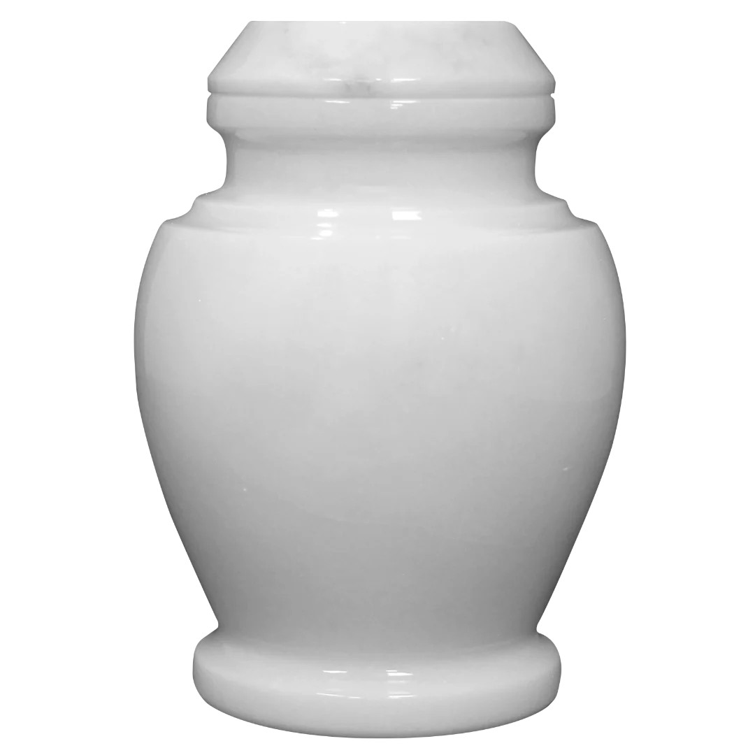 Small/Keepsake 15 Cubic Inch Carpel Antique White Marble Funeral Cremation Urn