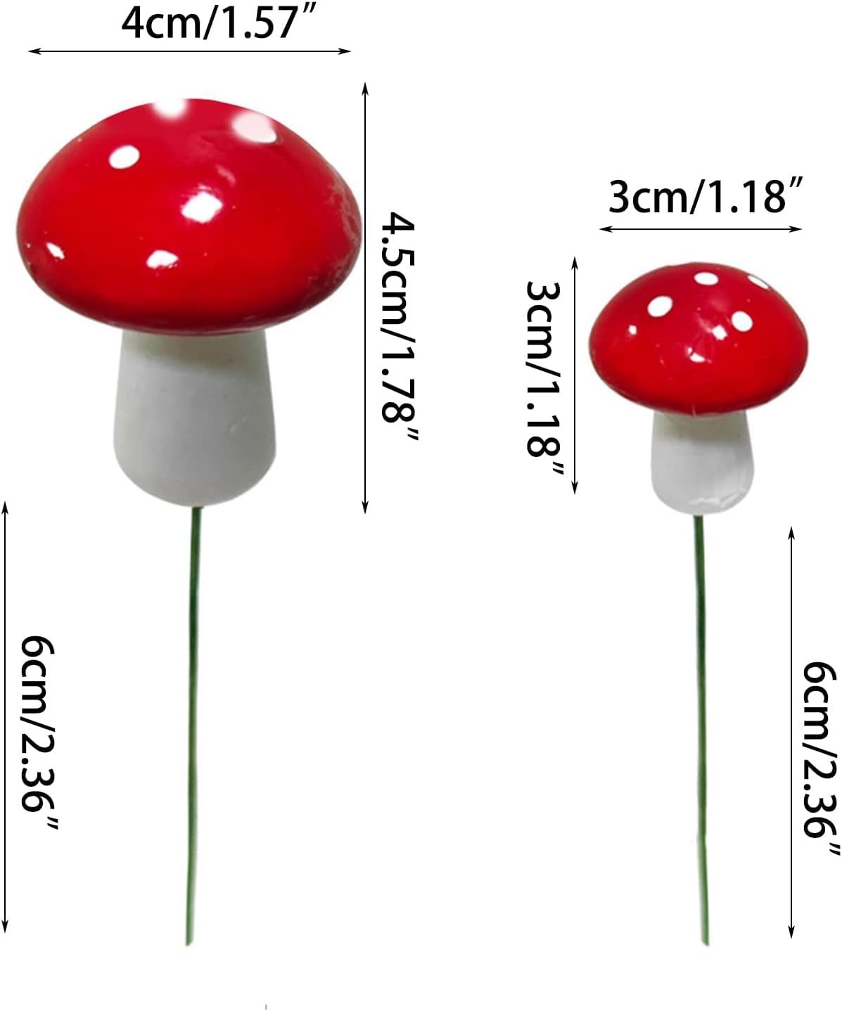 10Pcs Red Garden Stakes Mushroom Miniatures Indoor Outdoor Silhouette Fairy G…