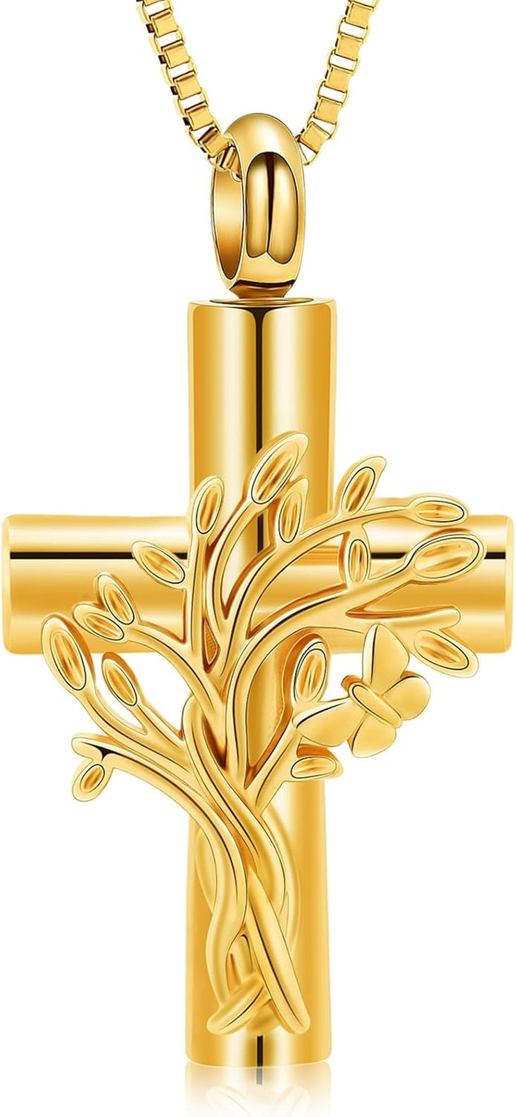 Tree of Life Cross Cremation Jewelry for Ashes Human Pet Memorial Ashes Necklace