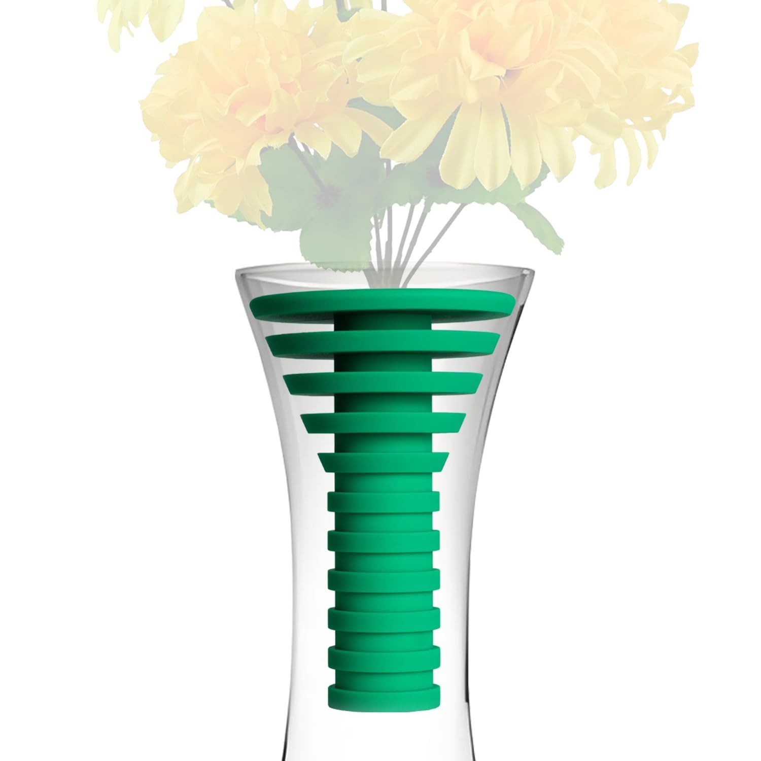 Wind Resistant Cemetery Vase Insert – Fixed Rubber Flower Holder, Green Decorati