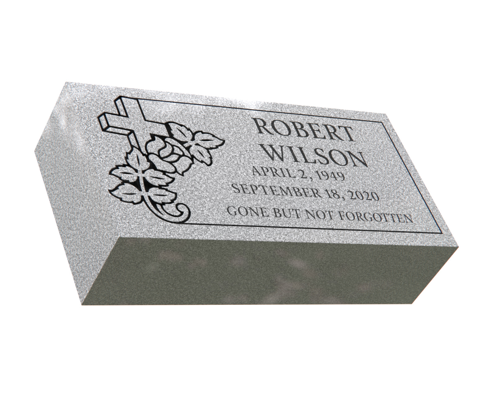Gray Granite Grave Marker 16″x8″x4″ – Personalized Flat Headstone